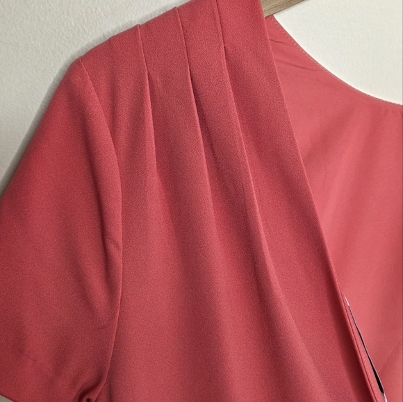 Cupcakes & Cashmere | Dark Coral Sheath Dress with Deep V-back Size 4 - Picture 5 of 7